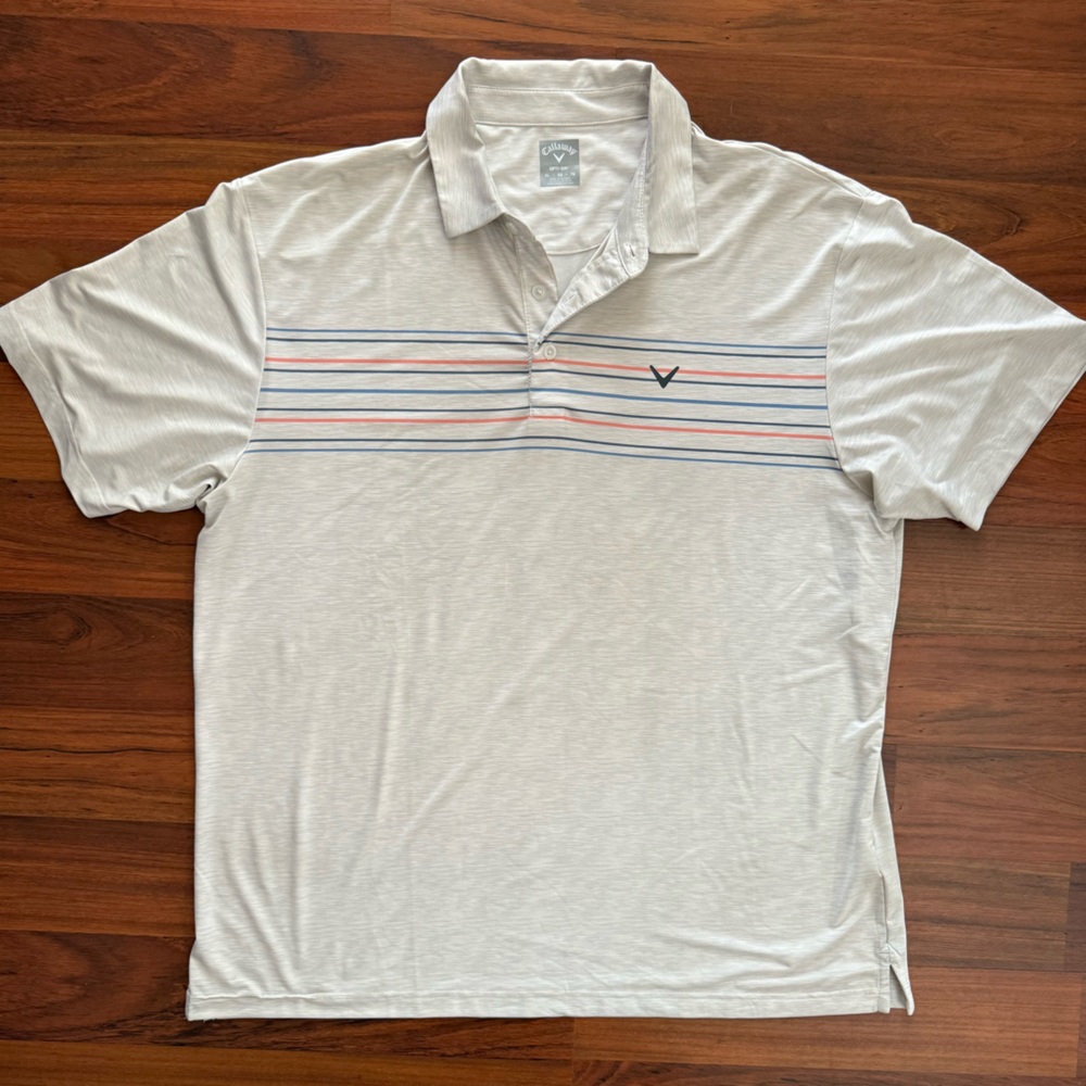 Callaway Men’s Golf Opti-Dri Polo with Blue and Red Stripes